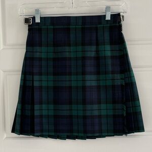 James Pringle Weavers Black Watch Tartan Kilt Skirt Girls 12 Scotland Wool New